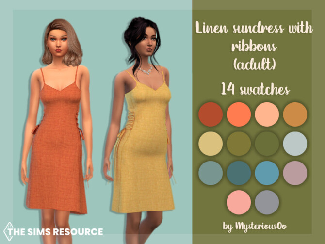 Linen sundress with ribbons by MysteriousOo at TSR