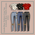 Lovely Bear Pattern Crop Top & Lovely Bear Patch & Jeans at RIMINGs