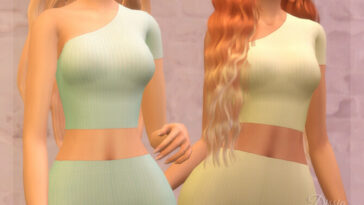 Mallie One Sleeve Top by Dissia at TSR