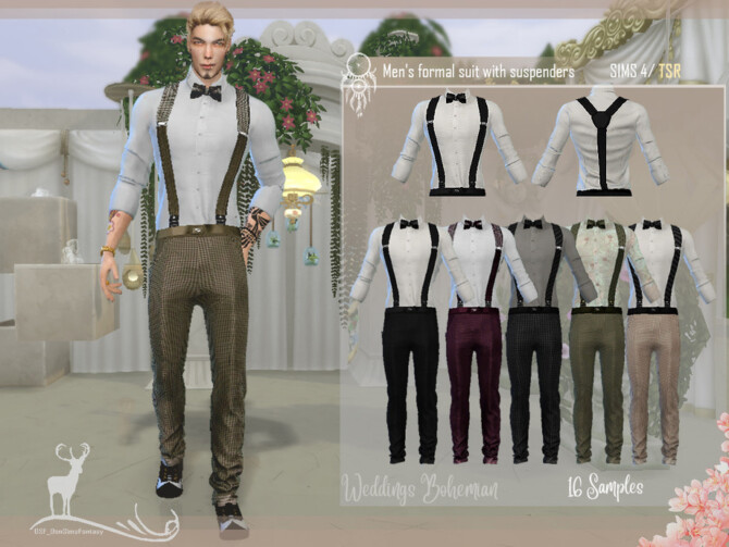 Mens formal suit with suspenders by DanSimsFantasy at TSR