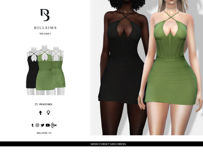 Mesh Corset Mini Dress by Bill Sims at TSR