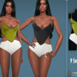 Metallic Trim Strappy Swimsuit by Harmonia at TSR