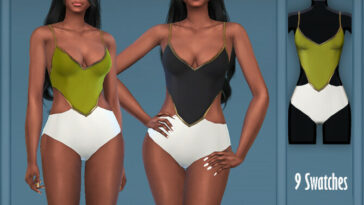 Metallic Trim Strappy Swimsuit by Harmonia at TSR