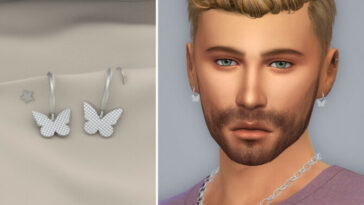 Monarch Earrings Male by Christopher067 at TSR