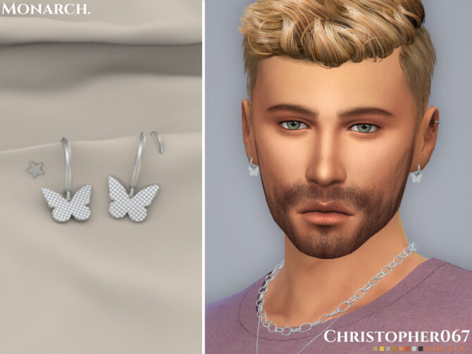 Monarch Earrings Male by Christopher067 at TSR