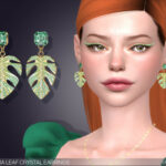 Monstera Leaf Crystal Earrings by feyona at TSR