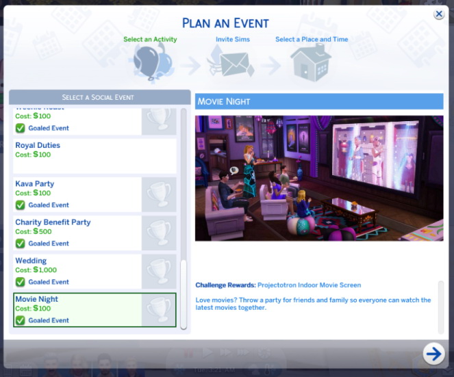 Movie Night event at Kiara’s Sims 4 Blog