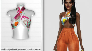 Multi Abstract Print Halterneck Crop Top MC276 by mermaladesimtr at TSR