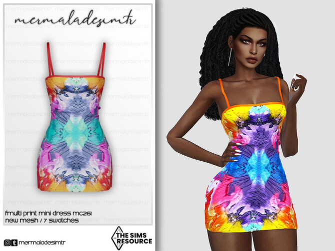 Multi Print Mini Dress MC261 by mermaladesimtr at TSR