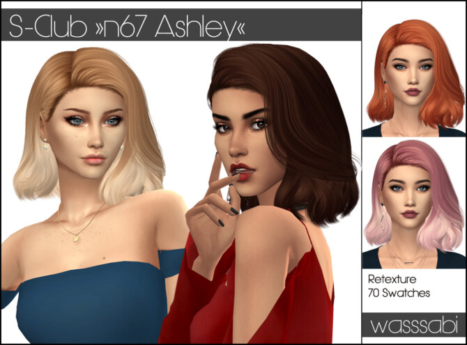 N67 S-Club Ashley hair retextured at Wasssabi Sims