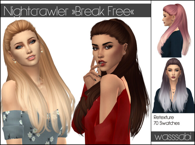 Nightcrawler Break Free hair retextured at Wasssabi Sims