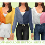 Off-Shoulder Button Shirt 07 by Black Lily at TSR