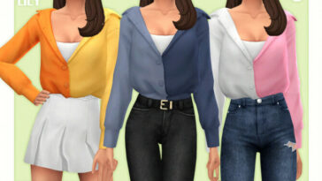 Off-Shoulder Button Shirt 07 by Black Lily at TSR