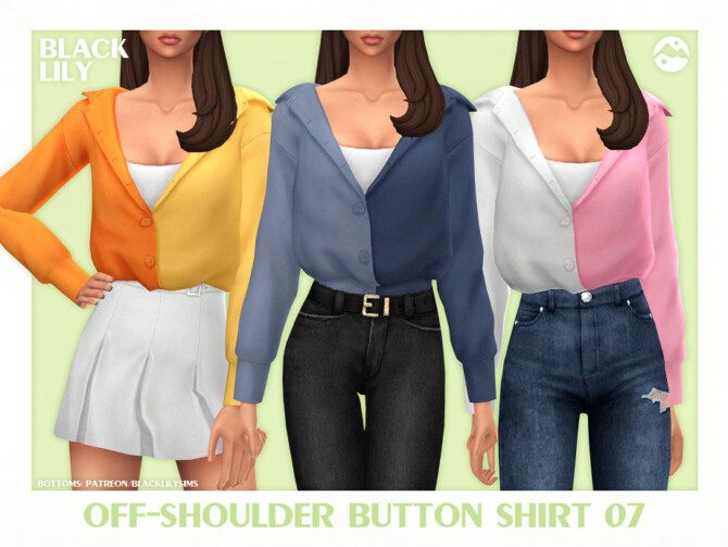 Off-Shoulder Button Shirt 07 by Black Lily at TSR