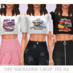 Off-Shoulder Crop Tee 02 by Black Lily at TSR