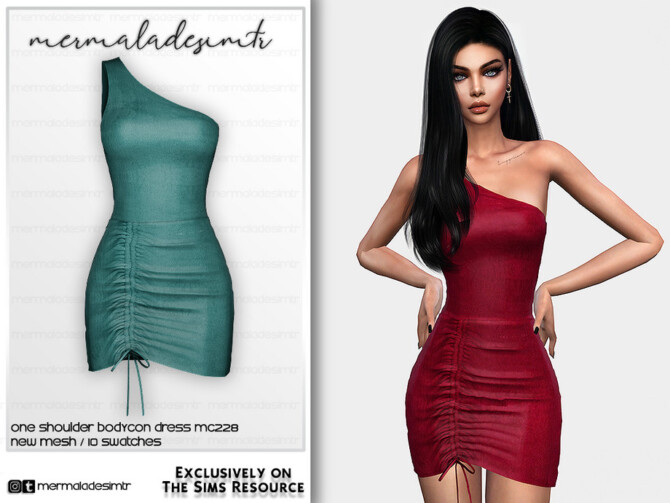 One Shoulder Bodycon Dress MC228 by mermaladesimtr at TSR