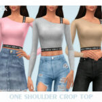 One Shoulder Crop Top by Black Lily at TSR