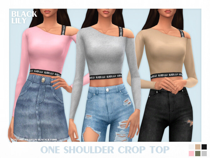 One Shoulder Crop Top by Black Lily at TSR