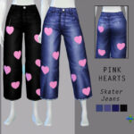 PINK HEARTS SKATER JEANS at Rimshard Shop