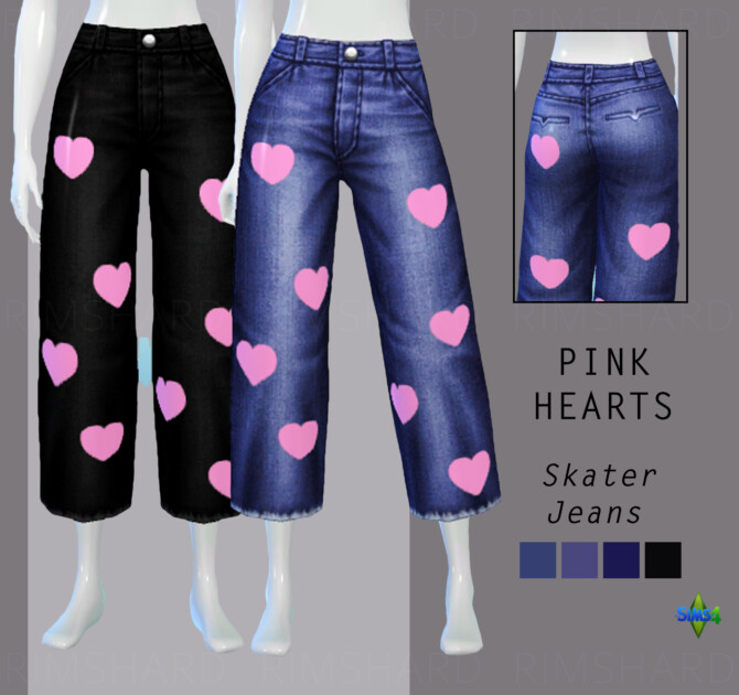 PINK HEARTS SKATER JEANS at Rimshard Shop