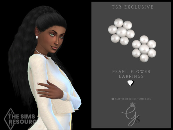 Pearl Flower Earrings by Glitterberryfly at TSR