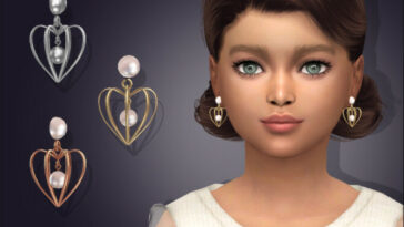 Physalis Pearl Earrings For Kids by feyona at TSR