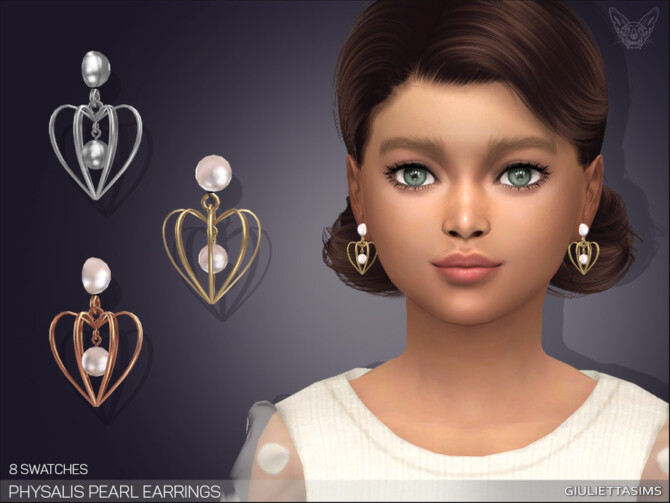 Physalis Pearl Earrings For Kids by feyona at TSR