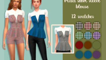 Plaid short sleeve blouse by MysteriousOo at TSR