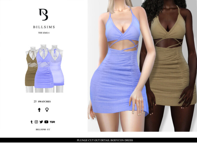 Plunge Cut Out Detail Bodycon Dress by Bill Sims at TSR