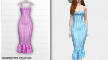 Polkadot Print Frill Dress MC218 by mermaladesimtr at TSR