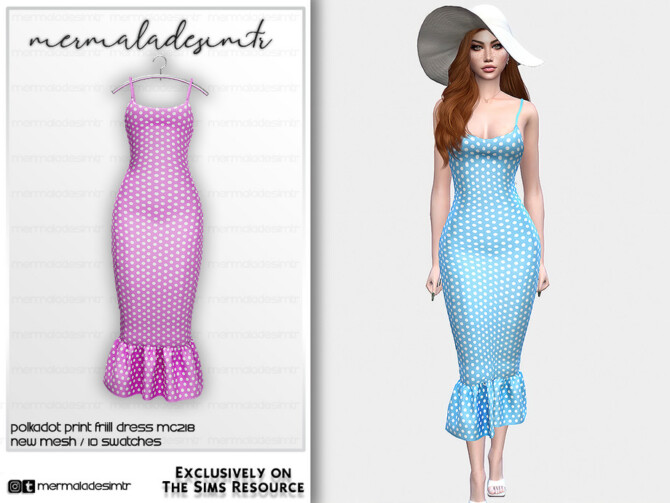 Polkadot Print Frill Dress MC218 by mermaladesimtr at TSR