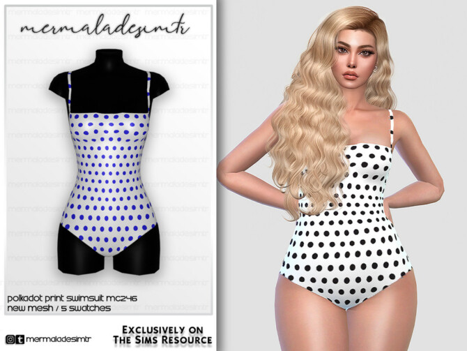 Polkadot Print Swimsuit MC246 by mermaladesimtr at TSR