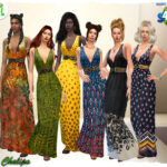 Popcorn long summer dress by Chalipo at All 4 Sims