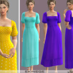 Puff Sleeve Shirred Maxi Dress by ekinege at TSR