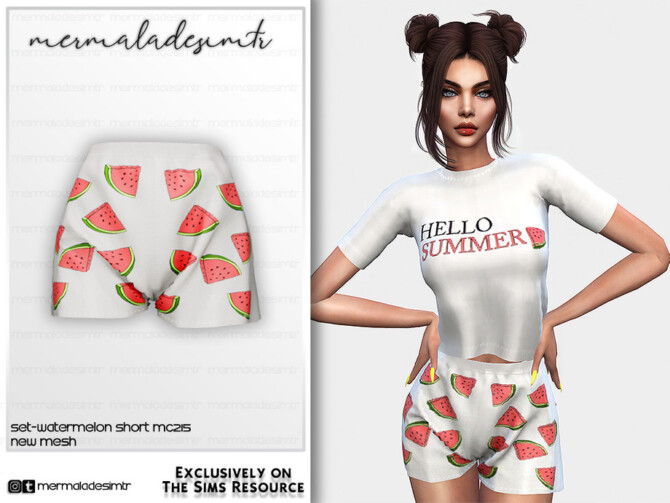 Pyjamas Set Watermelon Short MC215 by mermaladesimtr at TSR