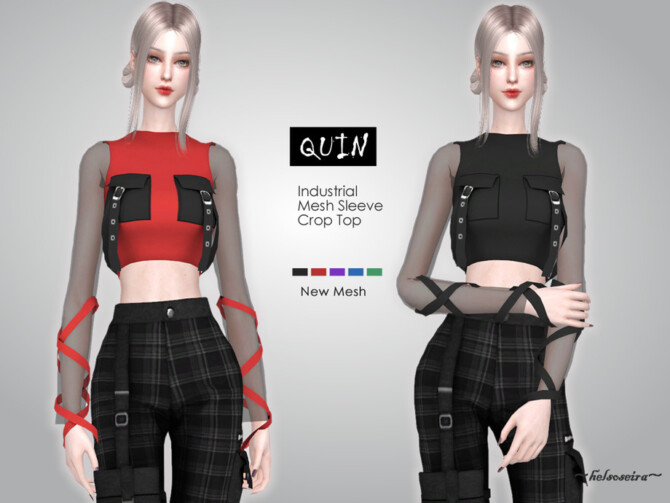 QUIN Ribbon sleeves Top by Helsoseira at TSR