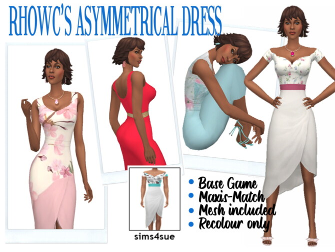 RHOWC’S ASYMMETRICAL DRESS at Sims4Sue