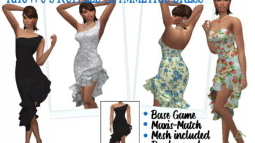 RHOWC’S RUFFLED ASYMMETRIC DRESS at Sims4Sue