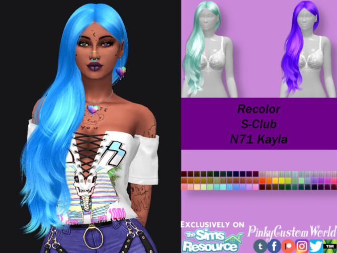 Recolor of S-Club’s N71 Kayla hair by PinkyCustomWorld at TSR