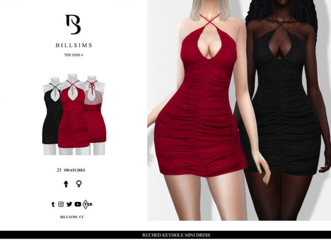 Ruched Keyhole Mini Dress by Bill Sims at TSR