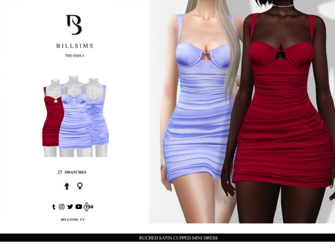 Ruched Satin Cupped Mini Dress by Bill Sims at TSR