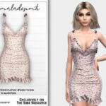 Ruffled Ditsy Floral Ruched Dress MC231 by mermaladesimtr at TSR