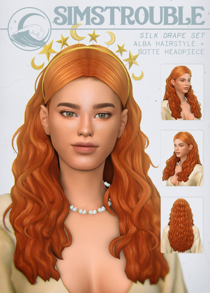 SILK DRAPE HAIR & HEADPIECE at SimsTrouble