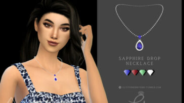 Sapphire Drop Necklace by Glitterberryfly at TSR