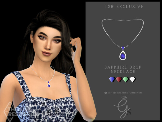 Sapphire Drop Necklace by Glitterberryfly at TSR