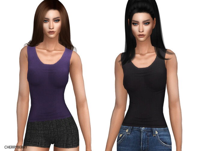 Scoop-Neck Silk Tank Top by CherryBerrySim at TSR