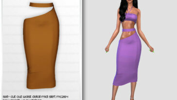 Set Cut Out Waist Detail Midi Skirt MC264 by mermaladesimtr at TSR