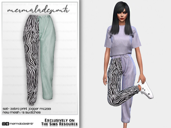 Set Zebra Print Jogger MC233 by mermaladesimtr at TSR