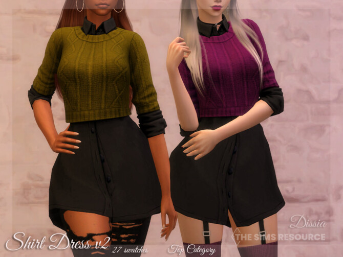 Shirt Dress v2 (Dark) by Dissia at TSR