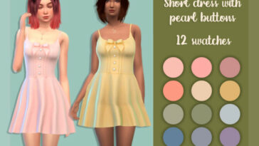 Short dress with pearl buttons by MysteriousOo at TSR